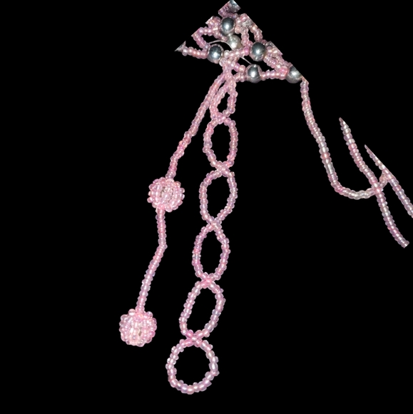 ❤️ Pink Beaded with Silver Belly Dancing Belt NEW - Picture 4 of 5